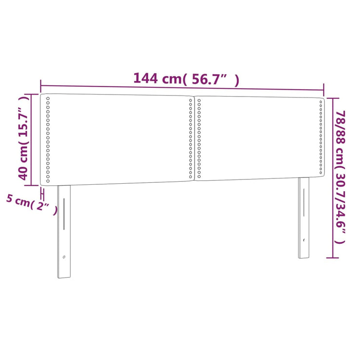 sengegavl med LED-lys 144x5x78/88 cm kunstlæder grå