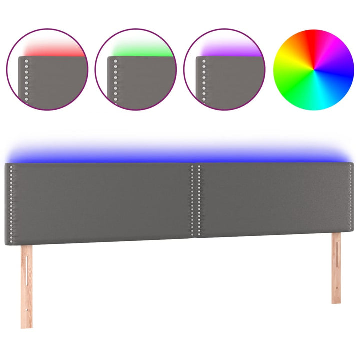 sengegavl med LED-lys 200x5x78/88 cm kunstlæder grå