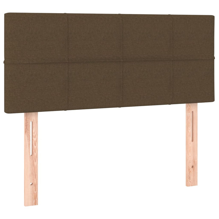 sengegavl med LED-lys 80x5x78/88 cm stof mørkebrun