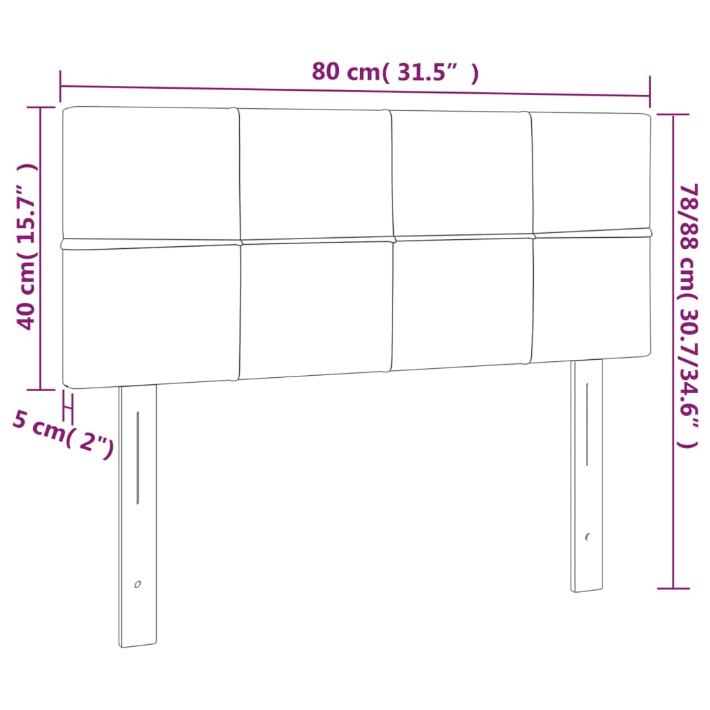 sengegavl med LED-lys 80x5x78/88 cm stof cremefarvet