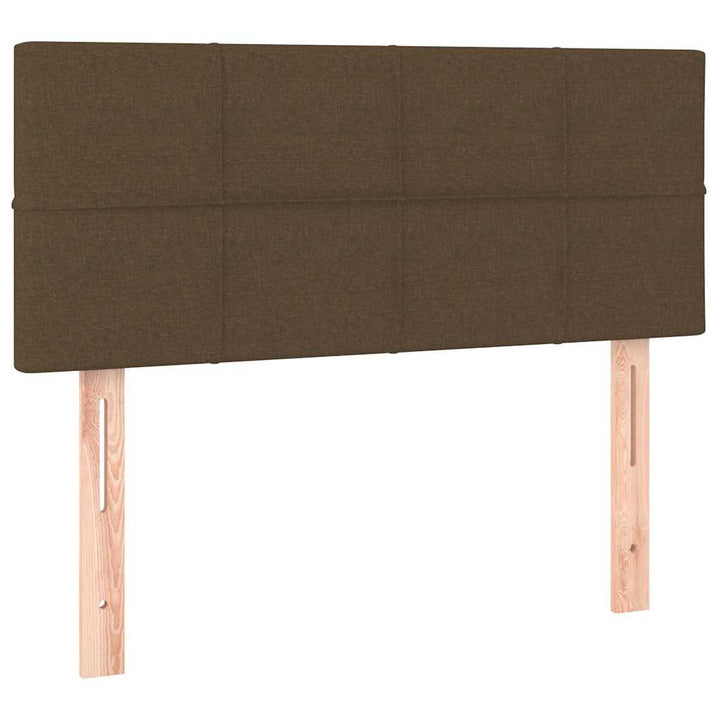 sengegavl med LED-lys 90x5x78/88 cm stof mørkebrun