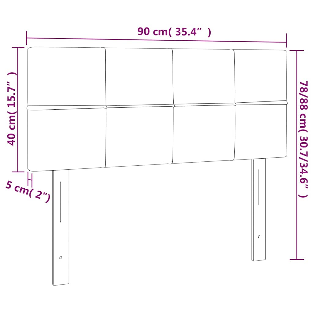 sengegavl med LED-lys 90x5x78/88 cm stof mørkebrun