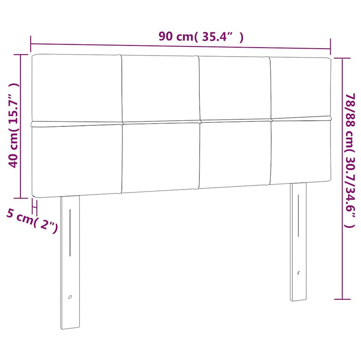 sengegavl med LED-lys 90x5x78/88 cm stof mørkebrun