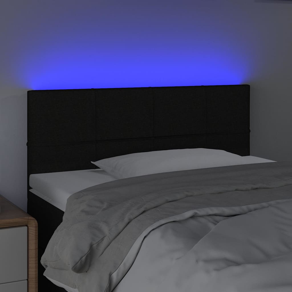 sengegavl med LED-lys 100x5x78/88 cm stof sort