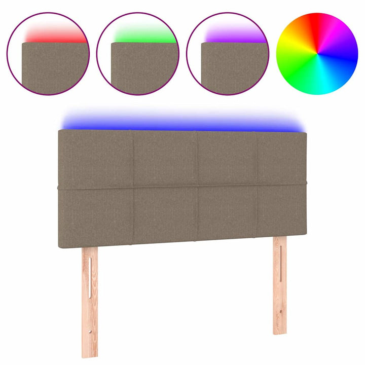 sengegavl med LED-lys 100x5x78/88 cm stof gråbrun