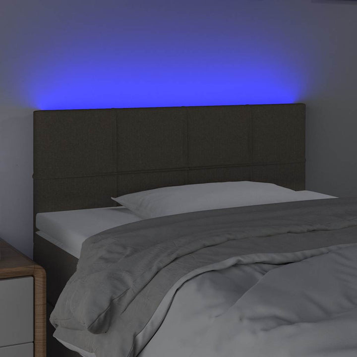 sengegavl med LED-lys 100x5x78/88 cm stof gråbrun