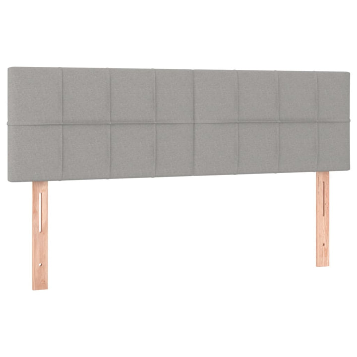sengegavl med LED-lys 144x5x78/88 cm stof lysegrå