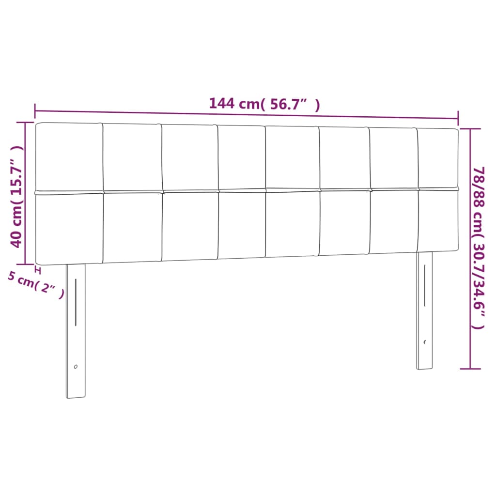 sengegavl med LED-lys 144x5x78/88 cm stof mørkebrun