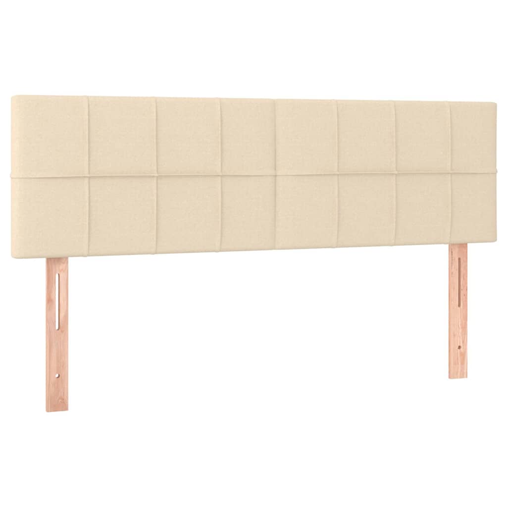 sengegavl med LED-lys 144x5x78/88 cm stof cremefarvet