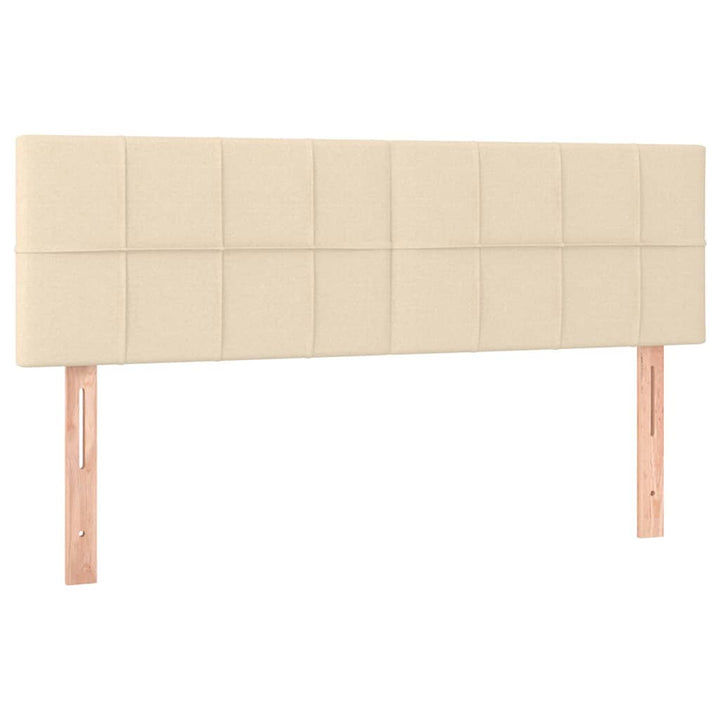 sengegavl med LED-lys 144x5x78/88 cm stof cremefarvet