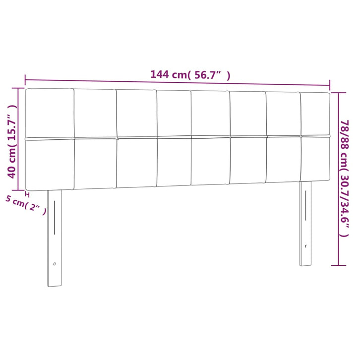 sengegavl med LED-lys 144x5x78/88 cm stof blå