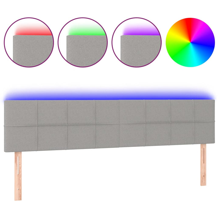 sengegavl med LED-lys 160x5x78/88 cm stof lysegrå