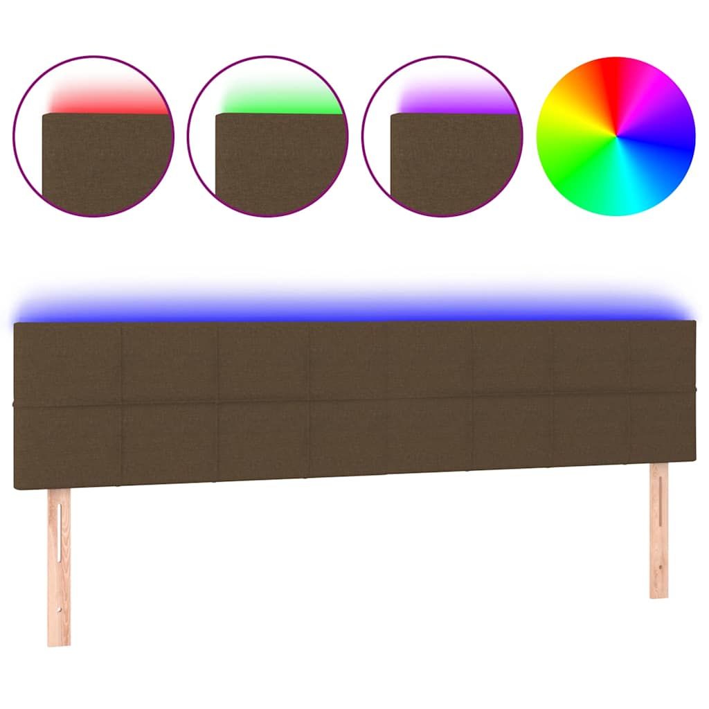 sengegavl med LED-lys 160x5x78/88 cm stof mørkebrun