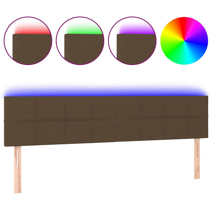 sengegavl med LED-lys 160x5x78/88 cm stof mørkebrun