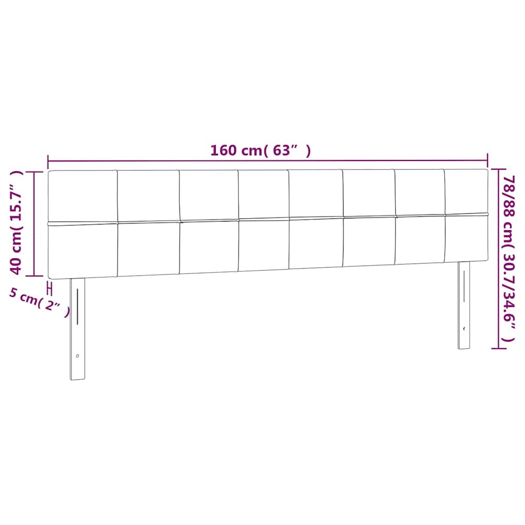 sengegavl med LED-lys 160x5x78/88 cm stof mørkebrun