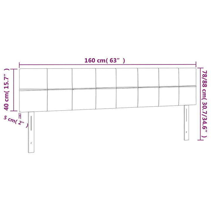 sengegavl med LED-lys 160x5x78/88 cm stof mørkebrun