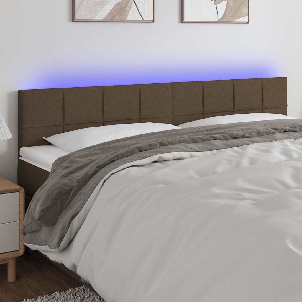 sengegavl med LED-lys 160x5x78/88 cm stof mørkebrun