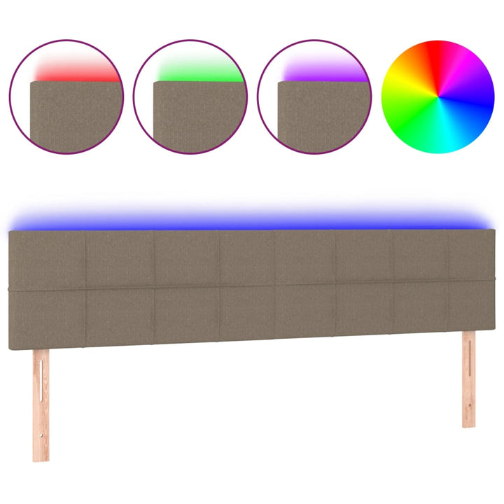 sengegavl med LED-lys 160x5x78/88 cm stof gråbrun