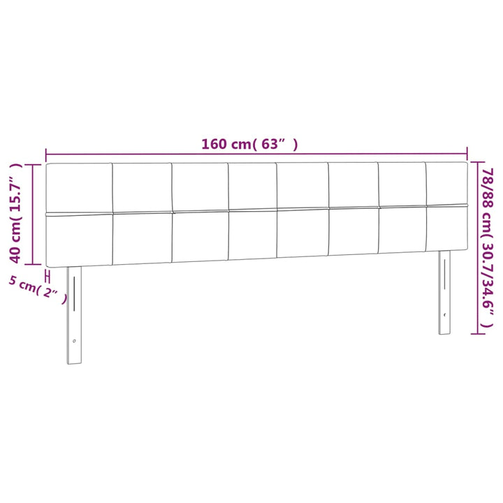 sengegavl med LED-lys 160x5x78/88 cm stof gråbrun