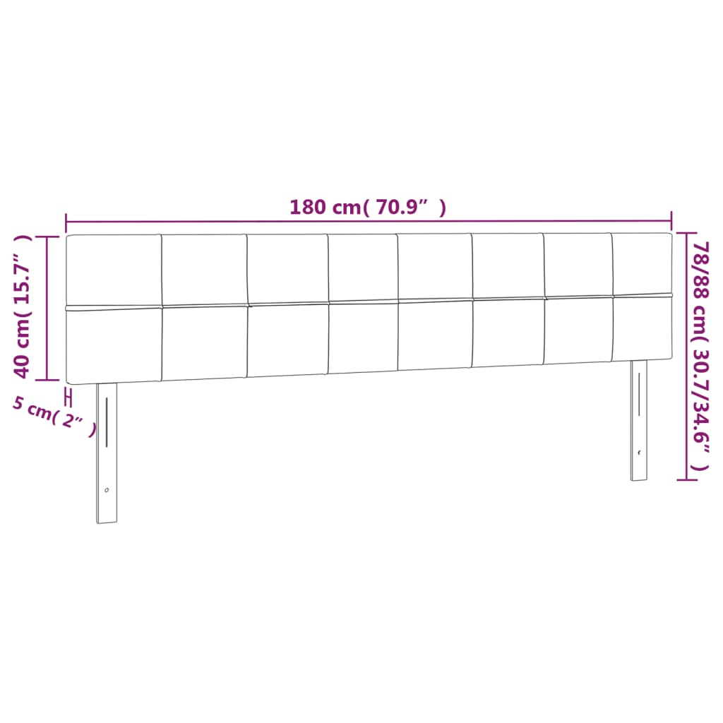 sengegavl med LED-lys 180x5x78/88 cm stof sort