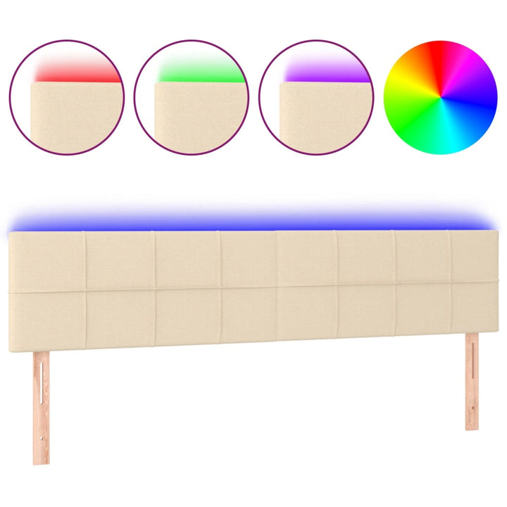 sengegavl med LED-lys 180x5x78/88 cm stof cremefarvet