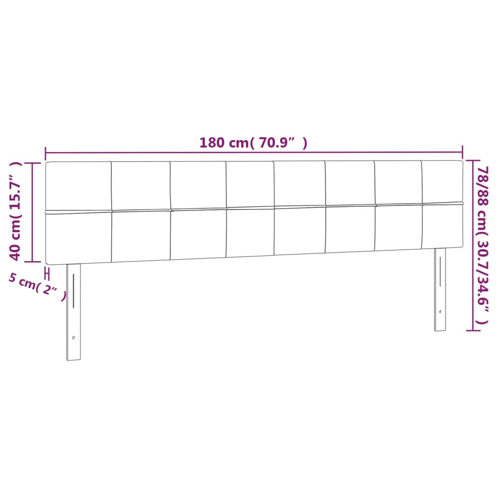 sengegavl med LED-lys 180x5x78/88 cm stof cremefarvet