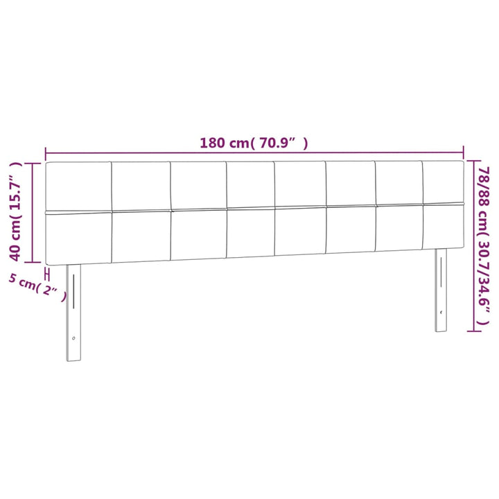 sengegavl med LED-lys 180x5x78/88 cm stof cremefarvet
