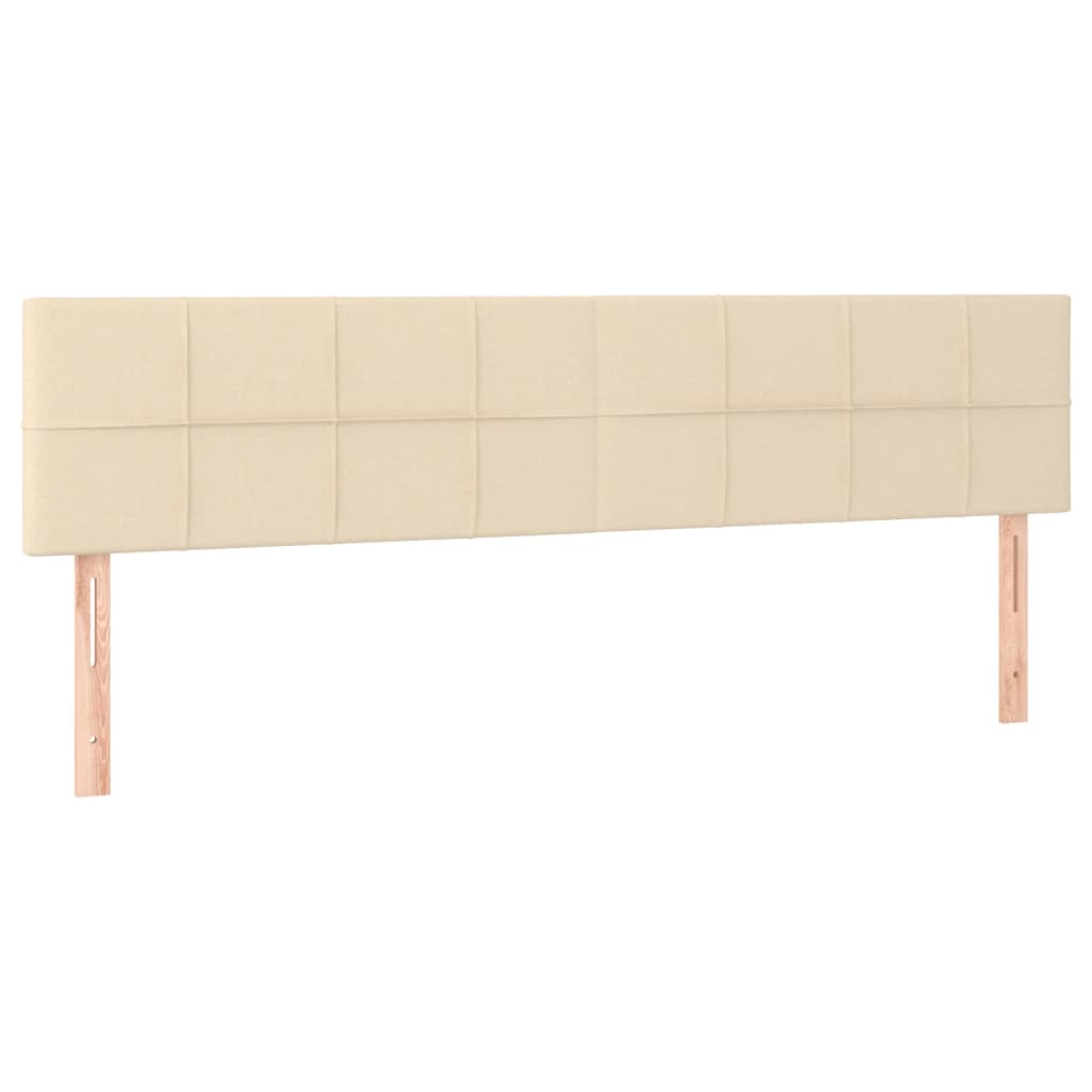 sengegavl med LED-lys 200x5x78/88 cm stof cremefarvet