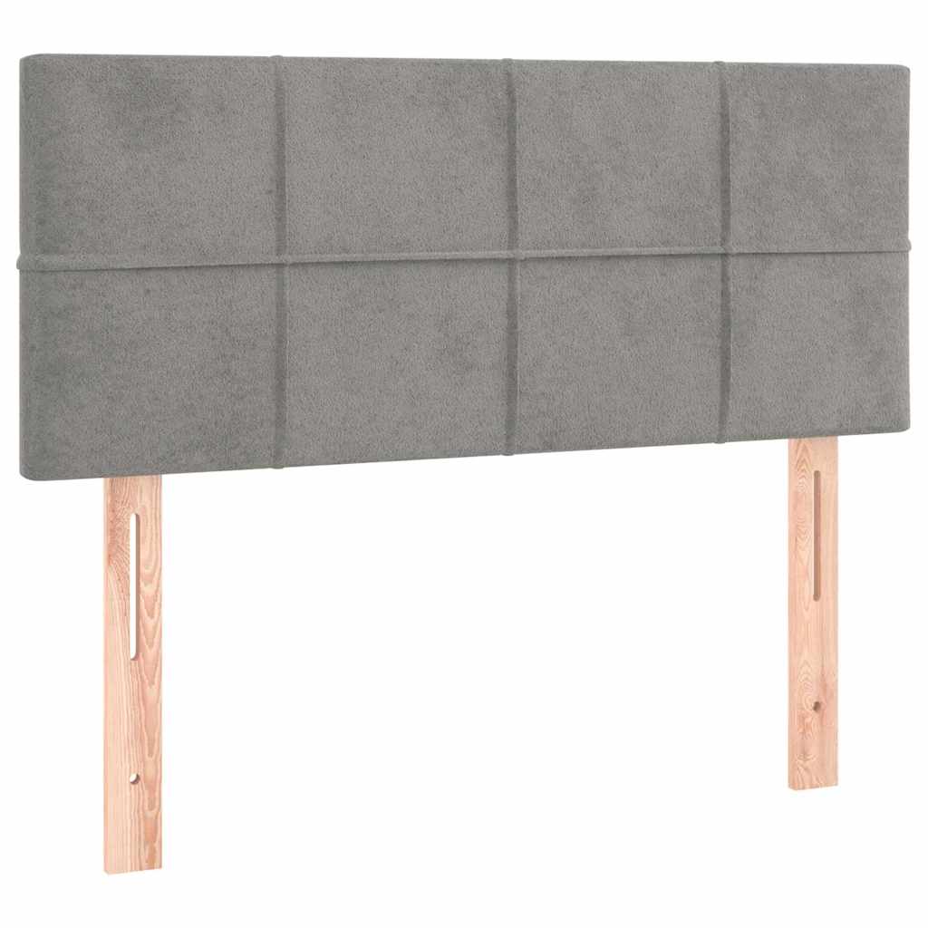 sengegavl med LED-lys 80x5x78/88 cm velour lysegrå