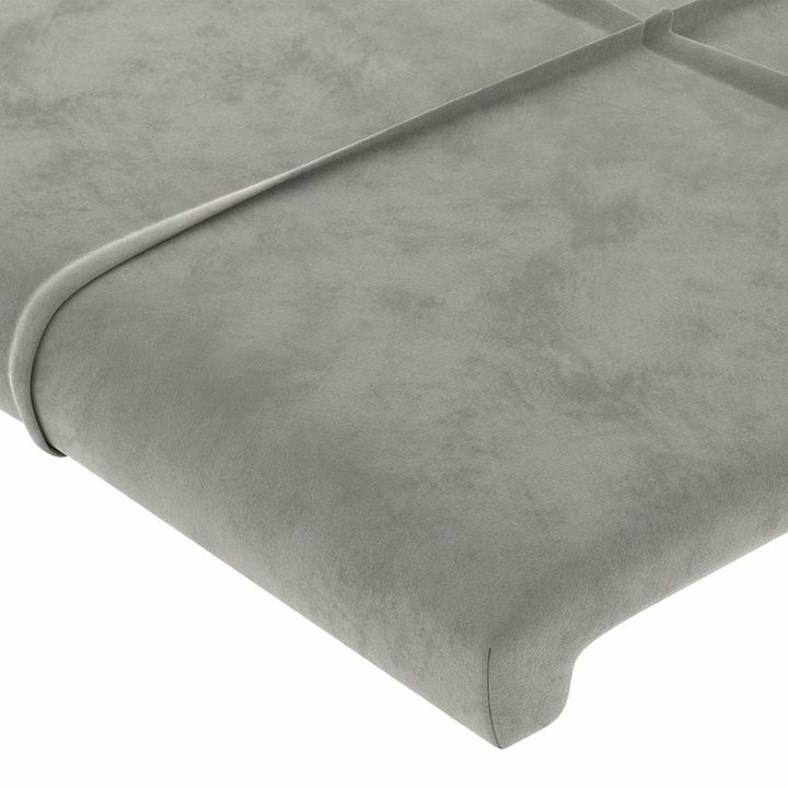 sengegavl med LED-lys 80x5x78/88 cm velour lysegrå