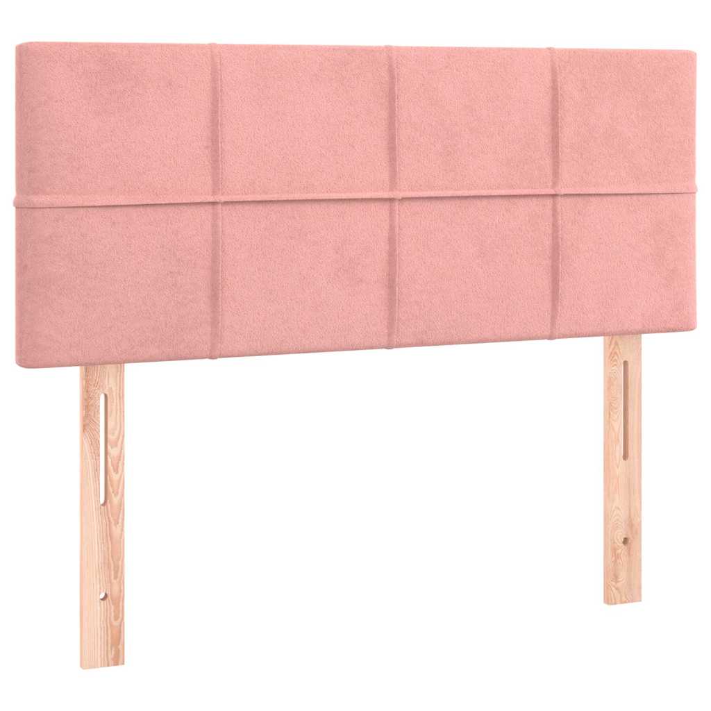sengegavl med LED-lys 80x5x78/88 cm velour lyserød