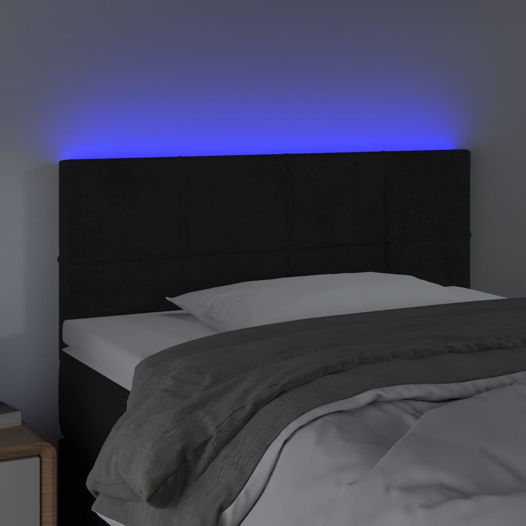 sengegavl med LED-lys 90x5x78/88 cm fløjl sort