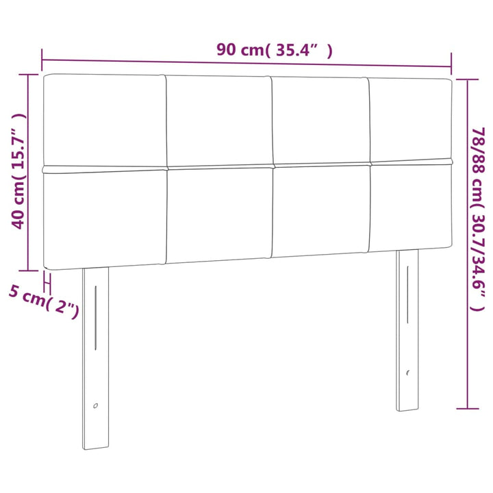 sengegavl med LED-lys 90x5x78/88 cm fløjl sort