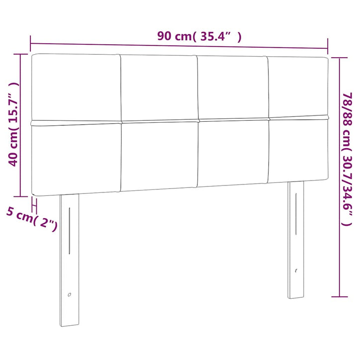 sengegavl med LED-lys 90x5x78/88 cm fløjl mørkeblå