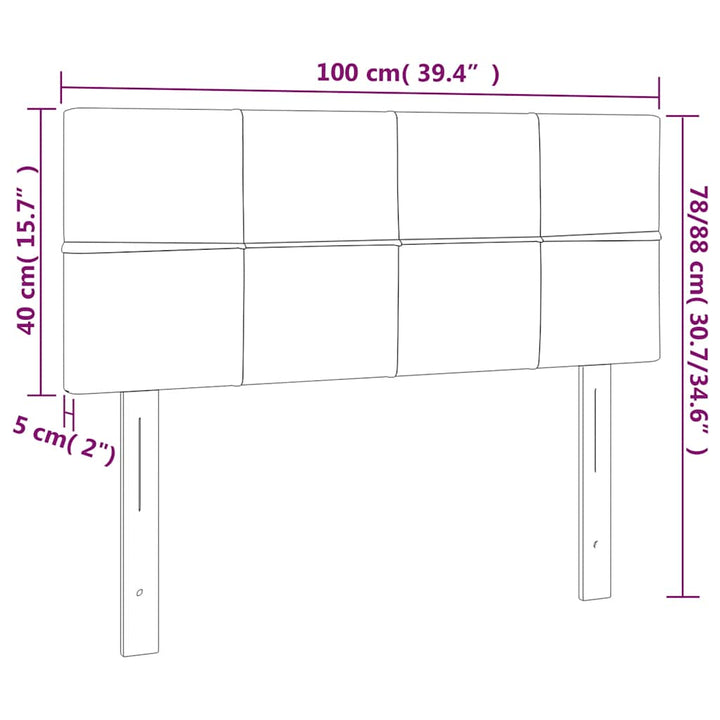 sengegavl med LED-lys 100x5x78/88 cm fløjl mørkeblå