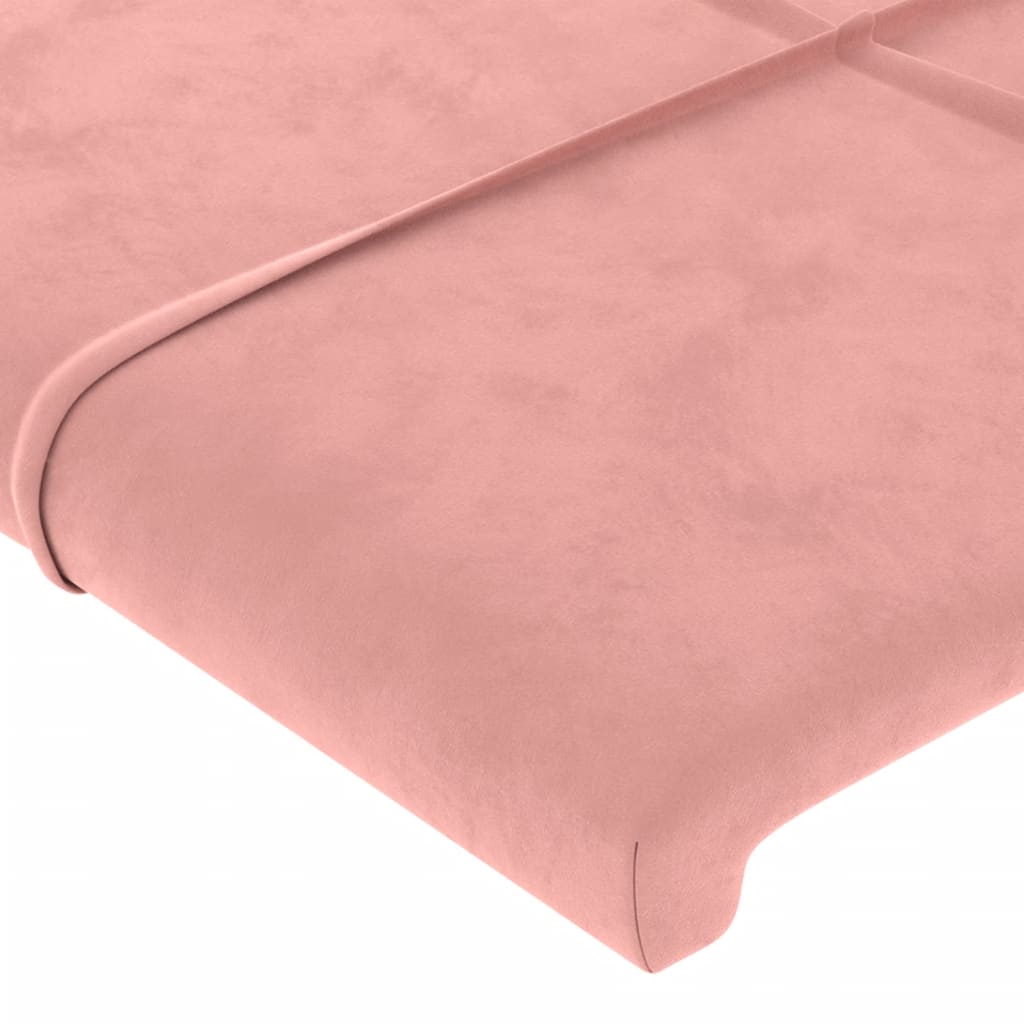sengegavl med LED-lys 100x5x78/88 cm fløjl lyserød