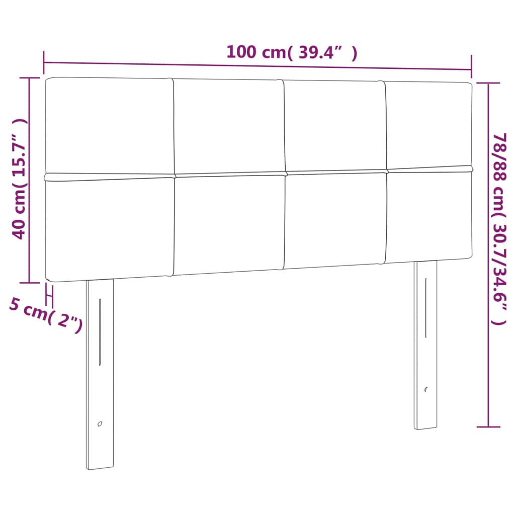 sengegavl med LED-lys 100x5x78/88 cm fløjl lyserød