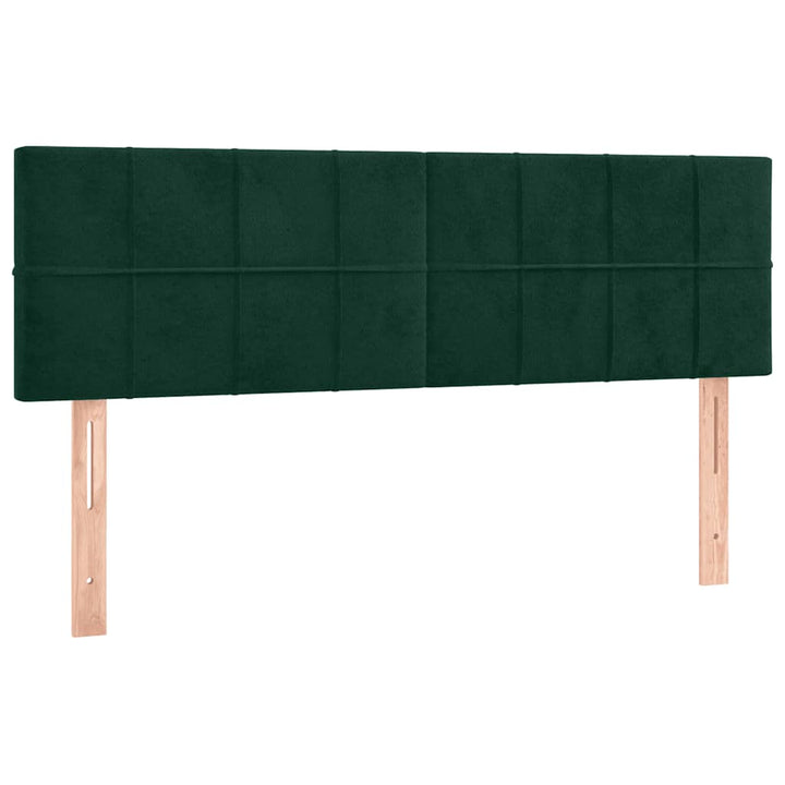 sengegavl med LED-lys 144x5x78/88 cm fløjl mørkegrøn
