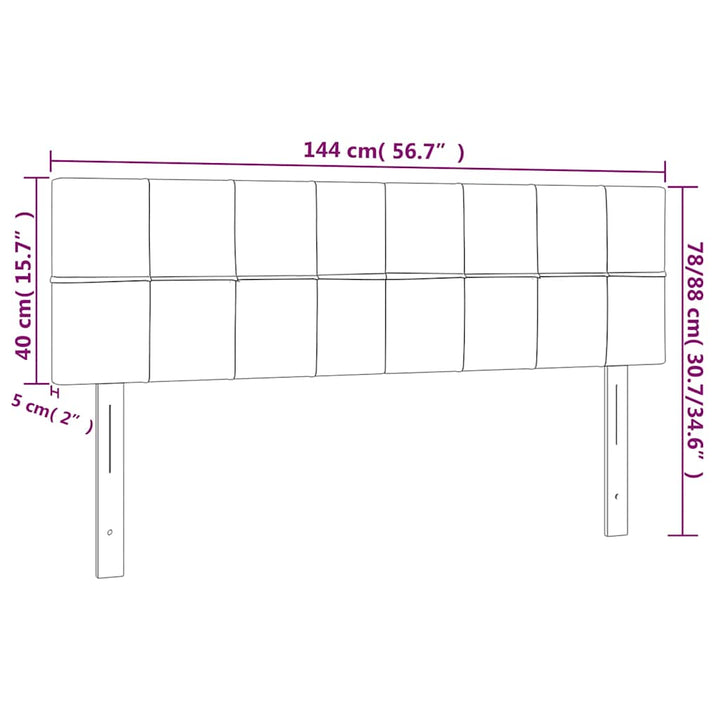 sengegavl med LED-lys 144x5x78/88 cm fløjl mørkegrøn