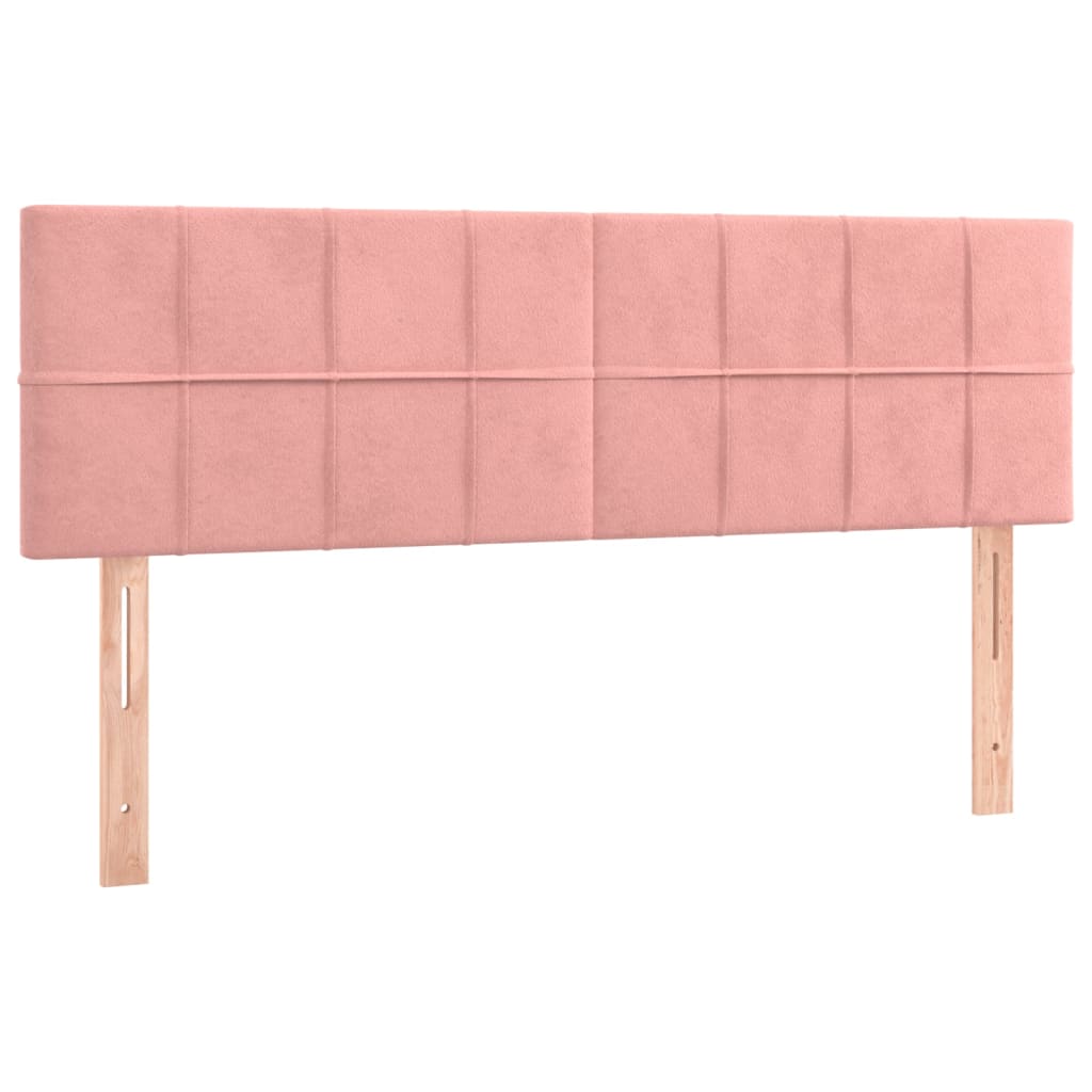 sengegavl med LED-lys 144x5x78/88 cm fløjl lyserød