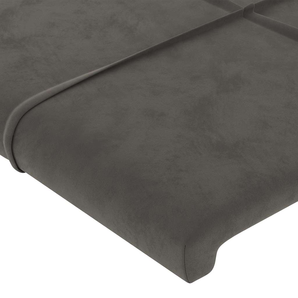 sengegavl med LED-lys 180x5x78/88 cm velour mørkegrå