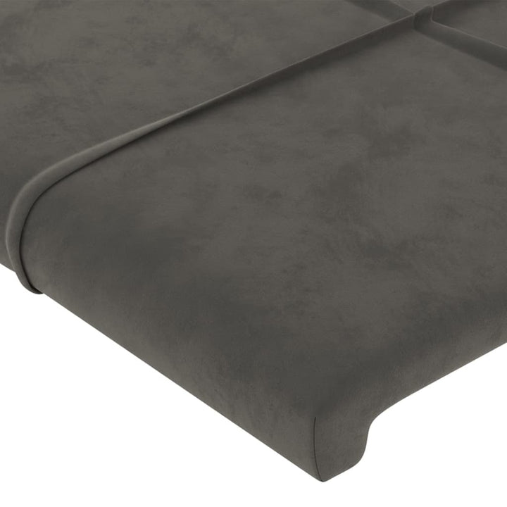 sengegavl med LED-lys 180x5x78/88 cm velour mørkegrå
