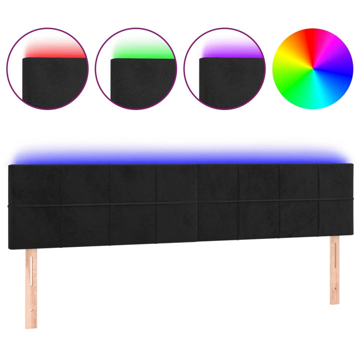 sengegavl med LED-lys 180x5x78/88 cm velour sort