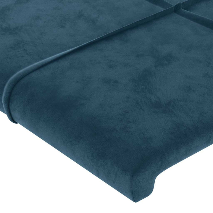 sengegavl med LED-lys 200x5x78/88 cm fløjl mørkeblå