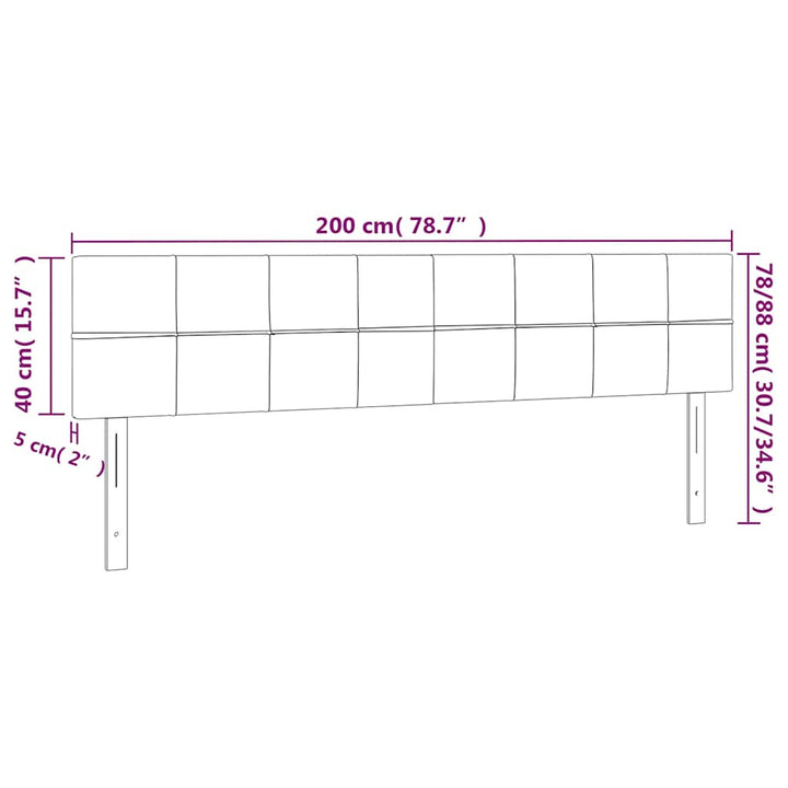 sengegavl med LED-lys 200x5x78/88 cm fløjl mørkeblå