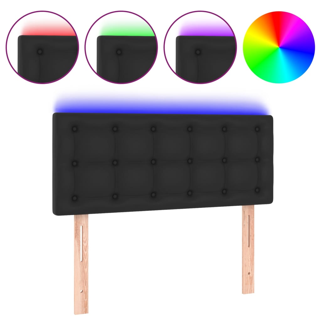 sengegavl med LED-lys 80x5x78/88 cm kunstlæder sort
