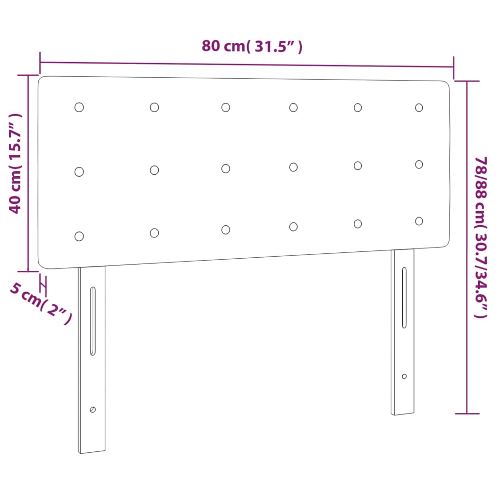 sengegavl med LED-lys 80x5x78/88 cm kunstlæder sort