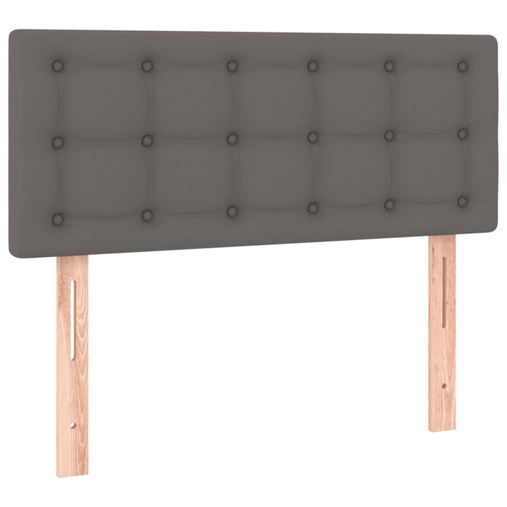 sengegavl med LED-lys 80x5x78/88 cm kunstlæder grå