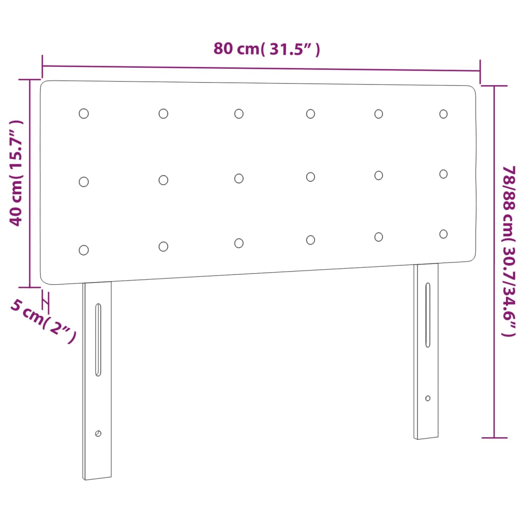 sengegavl med LED-lys 80x5x78/88 cm kunstlæder grå