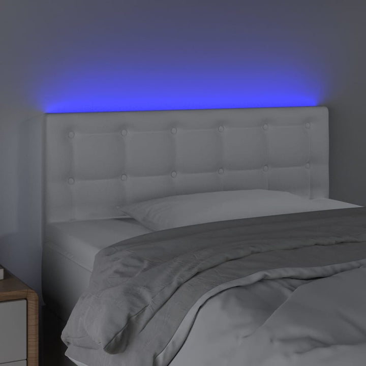 sengegavl med LED-lys 90x5x78/88 cm kunstlæder hvid